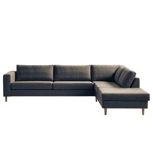 Ecksofa COSO Classic mit Ottomane Webstoff - Stoff Lica: Blau - Breite: 304 cm - Ottomane davorstehend rechts - Keine Funktion - Eiche