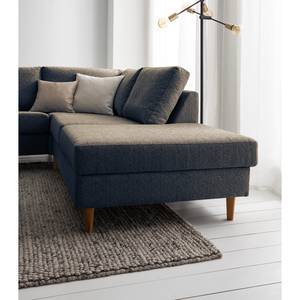 Ecksofa COSO Classic mit Ottomane Webstoff - Stoff Lica: Blau - Breite: 304 cm - Ottomane davorstehend rechts - Keine Funktion - Eiche