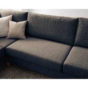 Ecksofa COSO Classic mit Ottomane Webstoff - Stoff Lica: Blau - Breite: 304 cm - Ottomane davorstehend links - Bettkasten - Eiche