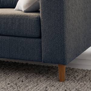 Ecksofa COSO Classic mit Ottomane Webstoff - Stoff Lica: Blau - Breite: 304 cm - Ottomane davorstehend links - Bettkasten - Eiche