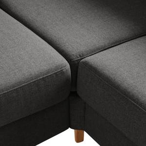 Ecksofa COSO Classic mit Ottomane Webstoff - Webstoff Milan: Anthrazit - Breite: 304 cm - Ottomane davorstehend rechts - Bettkasten - Eiche