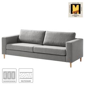 3-Sitzer Sofa COSO Classic Webstoff - Webstoff Milan: Hellgrau - Esche