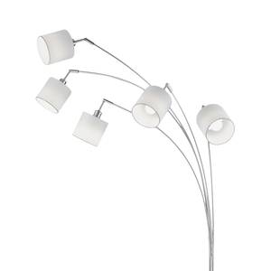 Staande lamp Tommy Katoen/ijzer - 5 lichtbronnen - Wit/zilverkleurig