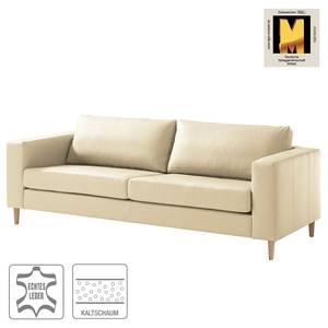 3-Sitzer Sofa COSO Classic Echtleder - Echtleder Neto: Creme - Esche