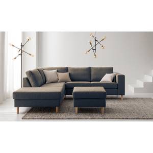 Gestoffeerde hocker COSO Classic geweven stof - Stof Lica: Blauw - Breedte: 64 cm - Es