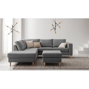 Gestoffeerde hocker COSO Classic geweven stof - Stof Lica: Lichtgrijs - Breedte: 64 cm - Es