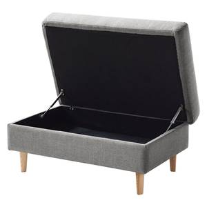 Gestoffeerde hocker COSO Classic geweven stof - Geweven stof Milan: Lichtgrijs - Breedte: 95 cm - Es