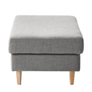 Gestoffeerde hocker COSO Classic geweven stof - Geweven stof Milan: Lichtgrijs - Breedte: 95 cm - Es