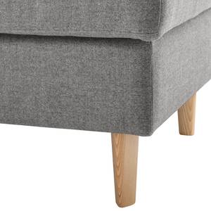 Gestoffeerde hocker COSO Classic geweven stof - Geweven stof Milan: Lichtgrijs - Breedte: 95 cm - Es