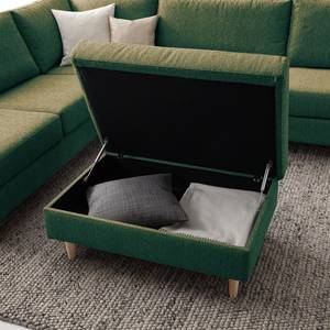 Gestoffeerde hocker COSO Classic geweven stof - Stof Lica: Groen - Breedte: 95 cm - Es