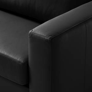 Ecksofa COSO Classic mit Ottomane Echtleder - Echtleder Neto: Schwarz - Breite: 238 cm - Ottomane davorstehend links - Bettkasten - Esche