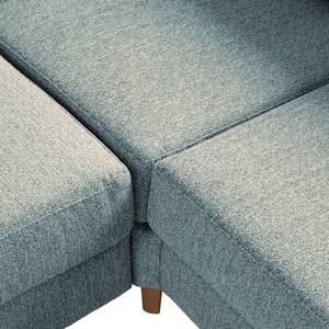 Ecksofa COSO Classic mit Ottomane Webstoff - Stoff Lica: Petrol - Breite: 238 cm - Ottomane davorstehend rechts - Keine Funktion - Esche