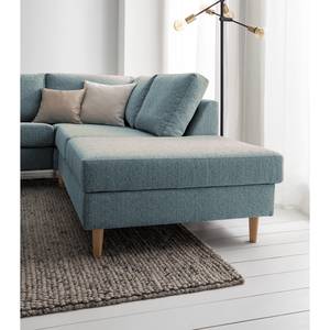 Ecksofa COSO Classic mit Ottomane Webstoff - Stoff Lica: Petrol - Breite: 238 cm - Ottomane davorstehend rechts - Keine Funktion - Esche