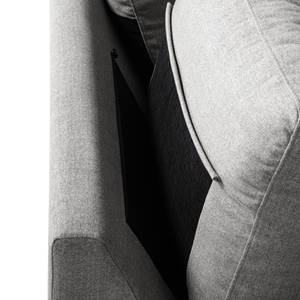 Canapé d’angle COSO Classic ottomane Tissu - Tissu Milan : Gris clair - Largeur : 238 cm - Méridienne longue à gauche (vue de face) - Coffre de lit - Frêne