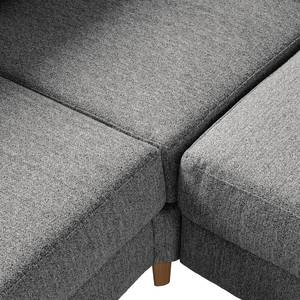 Ecksofa COSO Classic mit Ottomane Webstoff - Stoff Lica: Hellgrau - Breite: 238 cm - Ottomane davorstehend links - Bettkasten - Esche