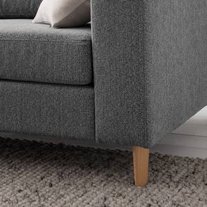 Ecksofa COSO Classic mit Ottomane Webstoff - Stoff Lica: Hellgrau - Breite: 238 cm - Ottomane davorstehend links - Bettkasten - Esche