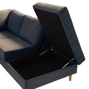 Ecksofa COSO Classic mit Ottomane Webstoff - Stoff Lica: Blau - Breite: 304 cm - Ottomane davorstehend rechts - Bettkasten - Esche