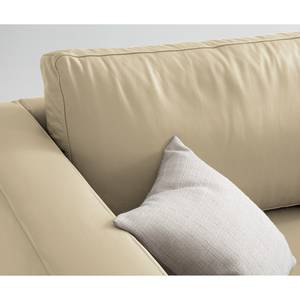 Ecksofa COSO Classic mit Ottomane Echtleder - Echtleder Neto: Creme - Breite: 304 cm - Ottomane davorstehend rechts - Bettkasten - Esche