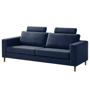 3-Sitzer Sofa COSO Classic Webstoff - Webstoff Milan: Dunkelblau - Walnuss