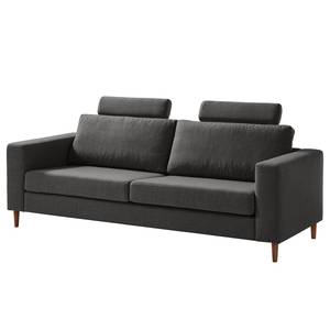 3-Sitzer Sofa COSO Classic Webstoff - Webstoff Milan: Anthrazit - Walnuss