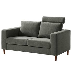 2-Sitzer Sofa COSO Classic Webstoff - Stoff Lica: Dunkelgrau - Walnuss