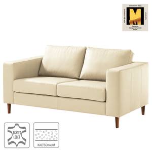 2-Sitzer Sofa COSO Classic Echtleder - Echtleder Neto: Creme - Walnuss