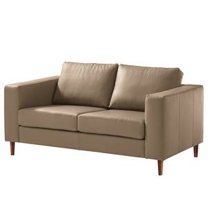 2-Sitzer Sofa COSO Classic Echtleder - Echtleder Neto: Taupe - Walnuss