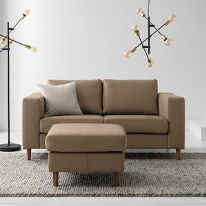 2-Sitzer Sofa COSO Classic Echtleder - Echtleder Neto: Taupe - Walnuss