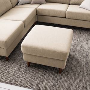 Gestoffeerde hocker COSO Classic geweven stof - Geweven stof Milan: Beige - Breedte: 64 cm - Walnoot