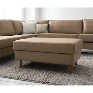 Polsterhocker COSO Classic Echtleder - Echtleder Neto: Taupe - Breite: 95 cm - Walnuss