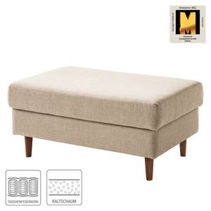 Gestoffeerde hocker COSO Classic geweven stof - Geweven stof Milan: Beige - Breedte: 95 cm - Walnoot