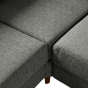 Ecksofa COSO Classic mit Ottomane Webstoff - Stoff Lica: Dunkelgrau - Breite: 238 cm - Ottomane davorstehend links - Keine Funktion - Walnuss