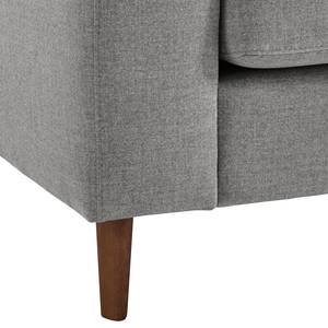 Ecksofa COSO Classic mit Ottomane Webstoff - Webstoff Milan: Hellgrau - Breite: 238 cm - Ottomane davorstehend rechts - Keine Funktion - Walnuss