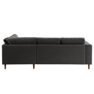 Ecksofa COSO Classic mit Ottomane Webstoff - Webstoff Milan: Anthrazit - Breite: 238 cm - Ottomane davorstehend rechts - Keine Funktion - Walnuss