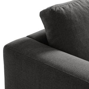 Ecksofa COSO Classic mit Ottomane Webstoff - Webstoff Milan: Anthrazit - Breite: 238 cm - Ottomane davorstehend rechts - Keine Funktion - Walnuss