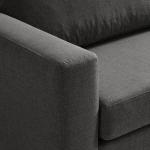 Ecksofa COSO Classic mit Ottomane Webstoff - Webstoff Milan: Anthrazit - Breite: 238 cm - Ottomane davorstehend rechts - Keine Funktion - Walnuss