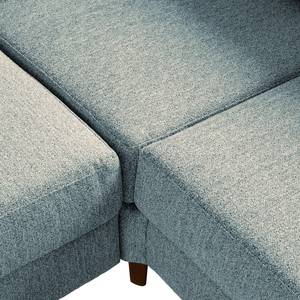 Ecksofa COSO Classic mit Ottomane Webstoff - Stoff Lica: Petrol - Breite: 238 cm - Ottomane davorstehend rechts - Keine Funktion - Walnuss