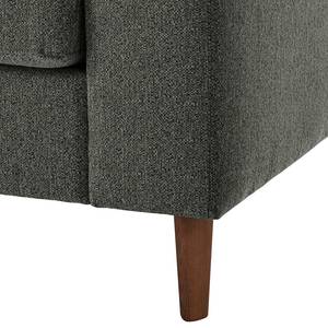 Ecksofa COSO Classic mit Ottomane Webstoff - Stoff Lica: Dunkelgrau - Breite: 238 cm - Ottomane davorstehend links - Bettkasten - Walnuss