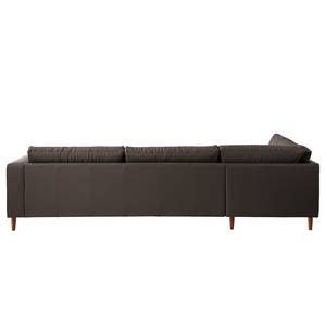 Ecksofa COSO Classic mit Ottomane Echtleder - Echtleder Neto: Braun - Breite: 304 cm - Ottomane davorstehend links - Keine Funktion - Walnuss