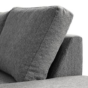 Ecksofa COSO Classic mit Ottomane Webstoff - Stoff Lica: Hellgrau - Breite: 304 cm - Ottomane davorstehend rechts - Bettkasten - Walnuss