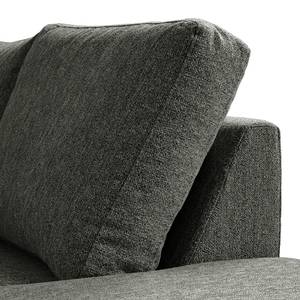 Ecksofa COSO Classic mit Ottomane Webstoff - Stoff Lica: Dunkelgrau - Breite: 304 cm - Ottomane davorstehend rechts - Bettkasten - Walnuss