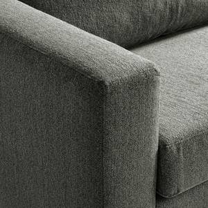 Ecksofa COSO Classic mit Ottomane Webstoff - Stoff Lica: Dunkelgrau - Breite: 304 cm - Ottomane davorstehend rechts - Bettkasten - Walnuss