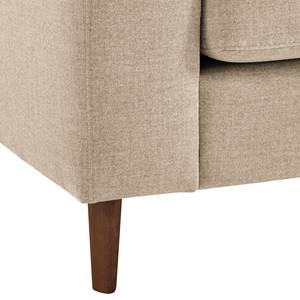 Ecksofa COSO Classic mit Ottomane Webstoff - Webstoff Milan: Beige - Breite: 304 cm - Ottomane davorstehend rechts - Bettkasten - Walnuss