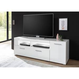 Meuble TV Cely Blanc brillant / Blanc mat - Largeur : 140 cm