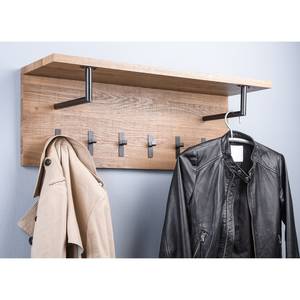 Wandgarderobe Mechell eikenhouten look/zwart