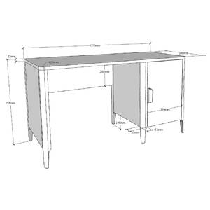 Bureau Azalea Noir - Bois manufacturé - 137 x 76 x 59 cm