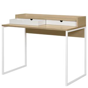 Bureau Rise deels massief eikenhout/metaal - licht eikenhout/wit