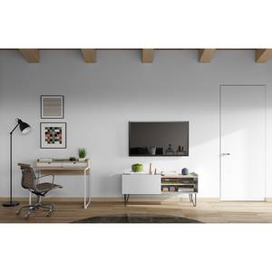 Bureau Rise deels massief eikenhout/metaal - licht eikenhout/wit