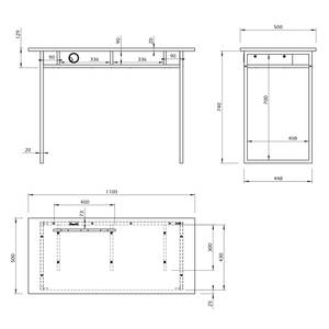 Bureau Bristol deels massief eikenhout/metaal - eikenhout/wit