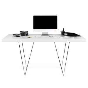 Table Hueva Métal - Blanc / Chrome - Largeur : 180 cm